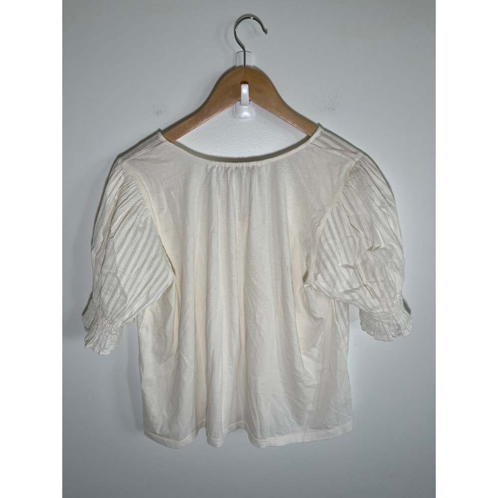 LOFT Womens Top White M Boho Cottage Coastal Vacation Minimalist - Picture 2 of 8